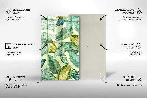 Induction hob protector Green tropical leaves