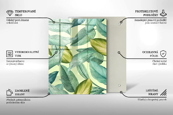 Induction hob protector Green tropical leaves
