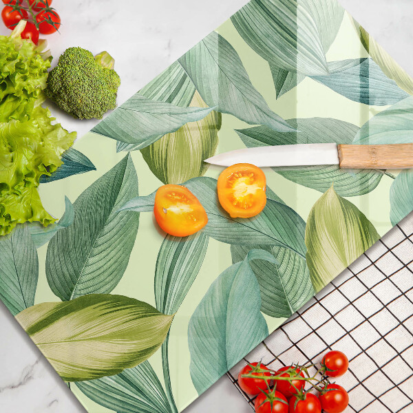 Induction hob protector Green tropical leaves