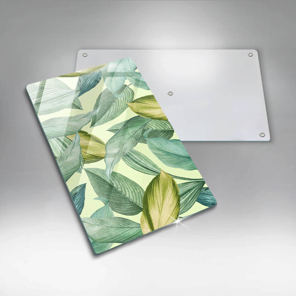 Induction hob protector Green tropical leaves