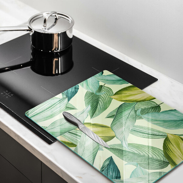 Induction hob protector Green tropical leaves