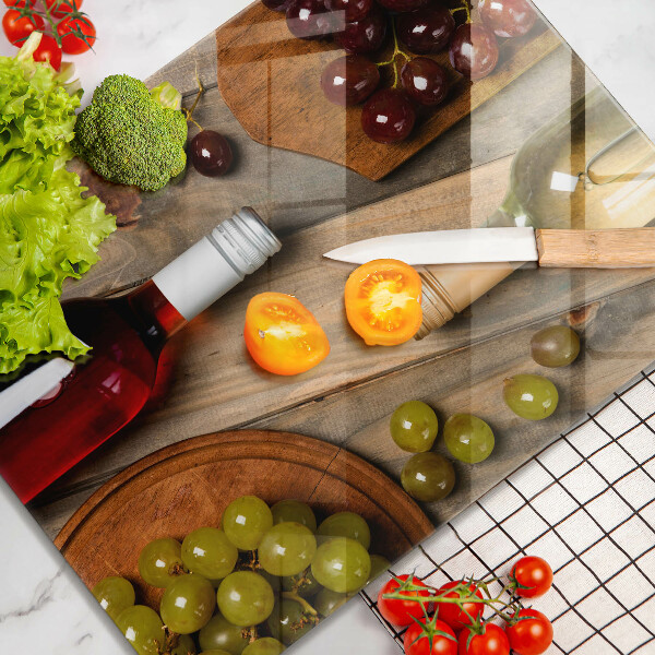 Work surface savers Bottles of wine and grapes