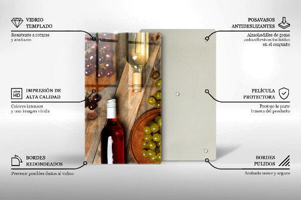 Work surface savers Bottles of wine and grapes