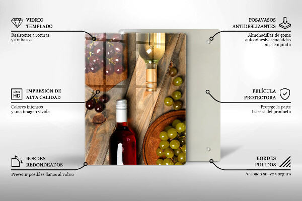 Work surface savers Bottles of wine and grapes