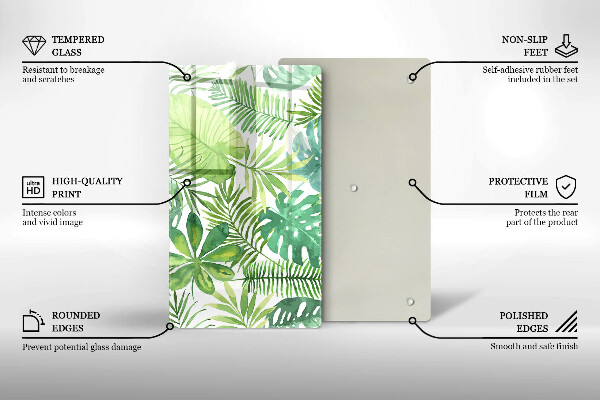 Induction hob protector Boho watercolors leaves