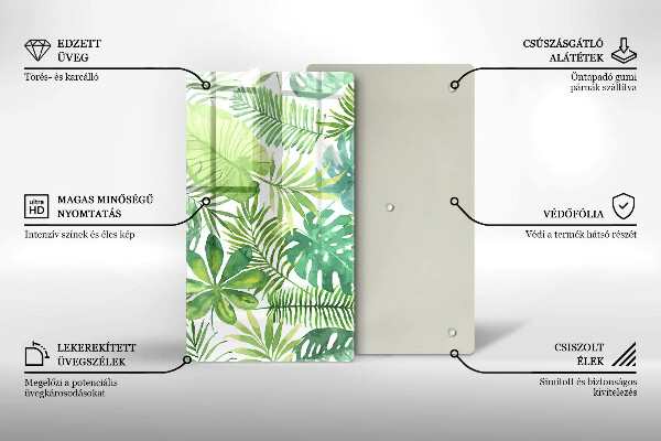 Induction hob protector Boho watercolors leaves