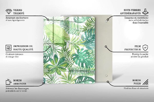 Induction hob protector Boho watercolors leaves