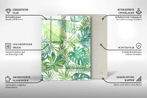 Induction hob protector Boho watercolors leaves