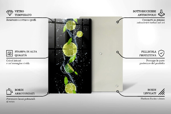 Induction hob protector Juicy lime in water