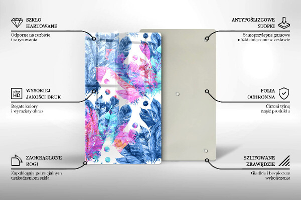 Induction hob protector Illustration of boho feathers