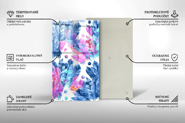 Induction hob protector Illustration of boho feathers