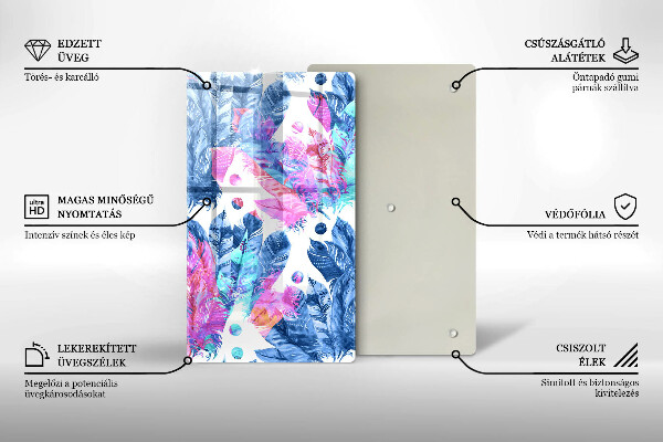 Induction hob protector Illustration of boho feathers