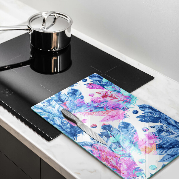 Induction hob protector Illustration of boho feathers