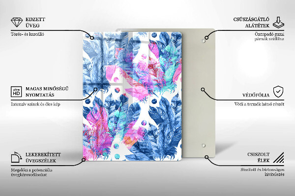 Induction hob protector Illustration of boho feathers