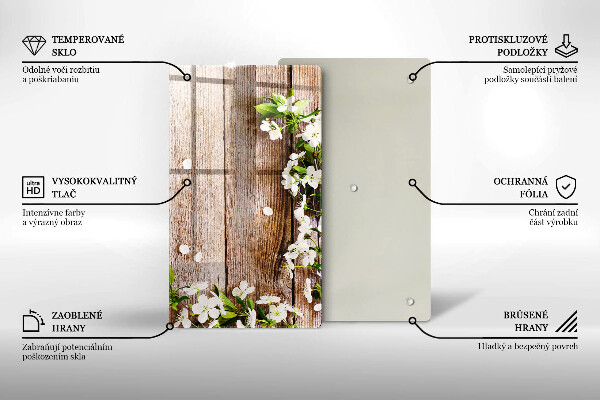 Induction hob protector White flowers on the boards