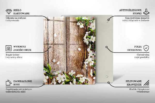 Induction hob protector White flowers on the boards