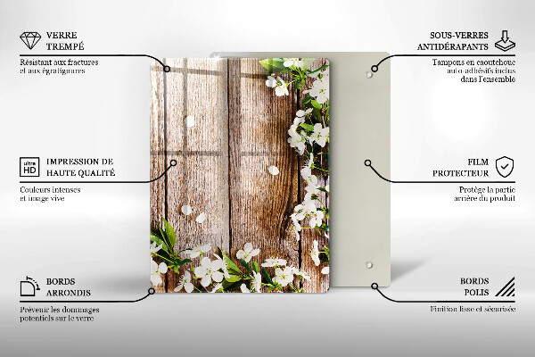 Induction hob protector White flowers on the boards