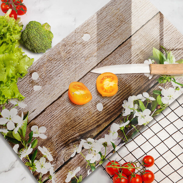 Induction hob protector White flowers on the boards