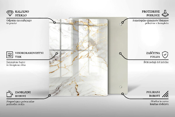 Worktop cover Light marble with gold