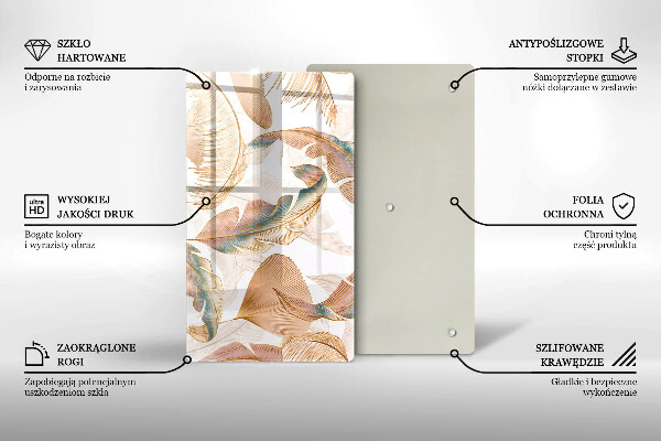 Worktop cover Boho feathers and leaves