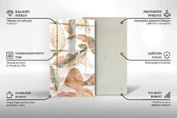 Worktop cover Boho feathers and leaves