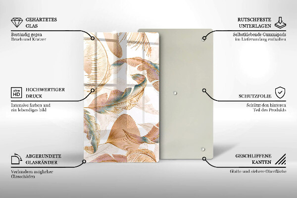 Worktop cover Boho feathers and leaves