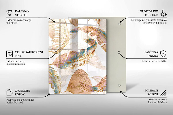 Worktop cover Boho feathers and leaves