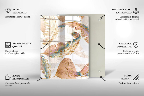 Worktop cover Boho feathers and leaves