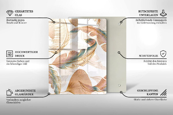 Worktop cover Boho feathers and leaves