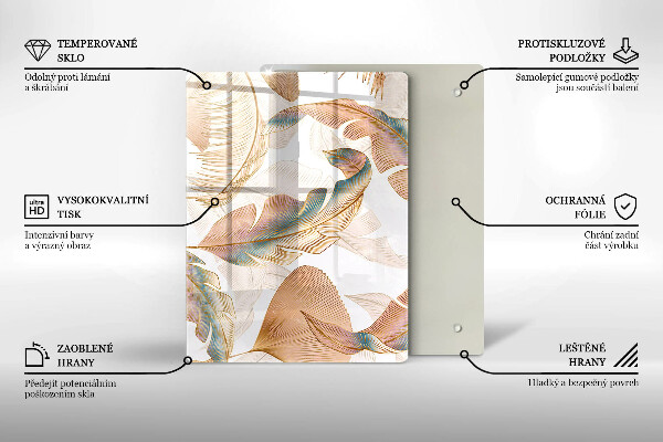 Worktop cover Boho feathers and leaves