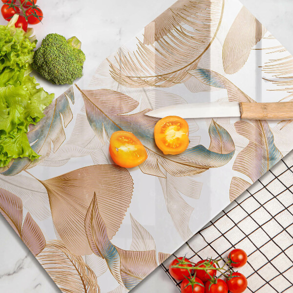 Worktop cover Boho feathers and leaves