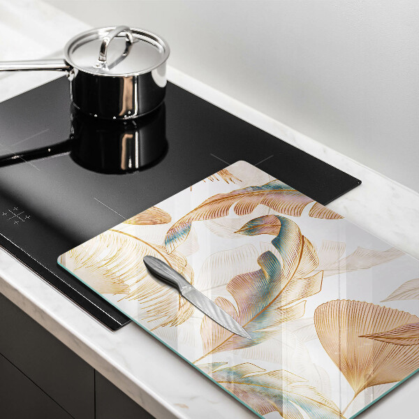 Worktop cover Boho feathers and leaves