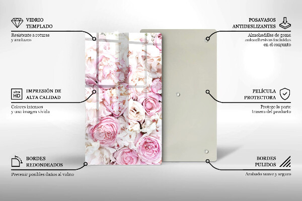 Induction hob protector Peony bouquet