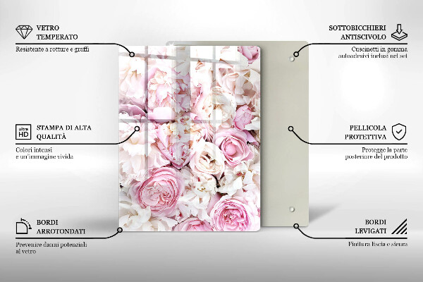 Induction hob protector Peony bouquet