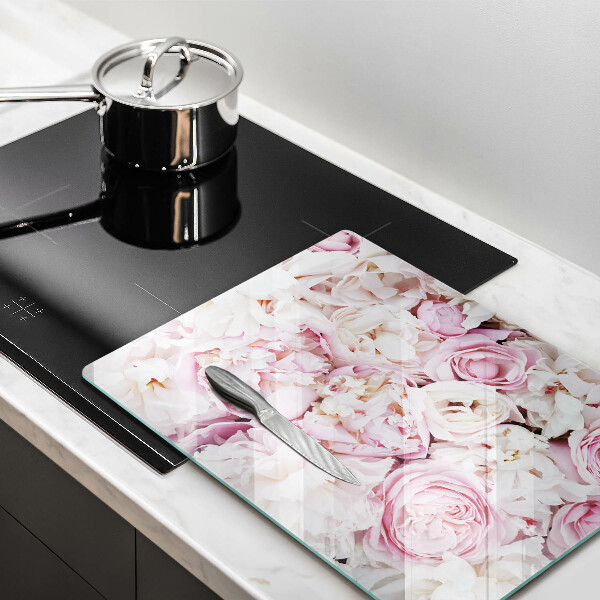 Induction hob protector Peony bouquet