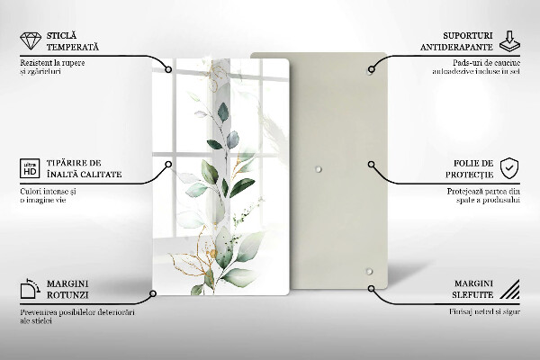 Kitchen countertop cover Watercolor leaves