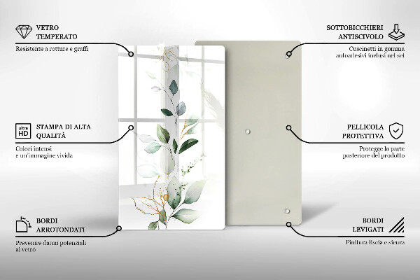 Kitchen countertop cover Watercolor leaves