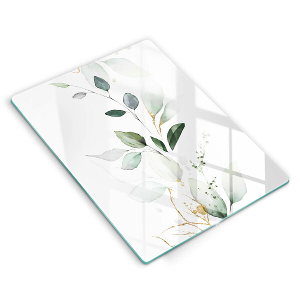 Kitchen countertop cover Watercolor leaves