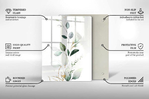 Kitchen countertop cover Watercolor leaves