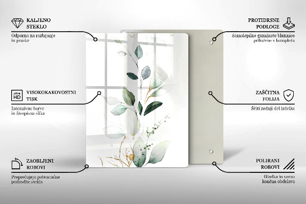 Kitchen countertop cover Watercolor leaves