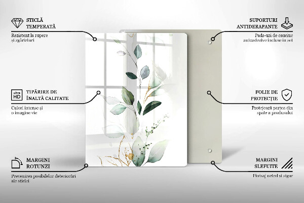 Kitchen countertop cover Watercolor leaves