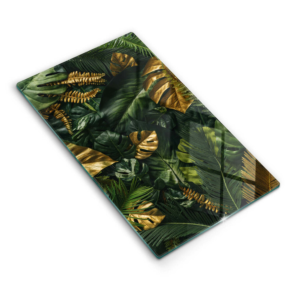 Kitchen countertop cover Monstera golden leaves