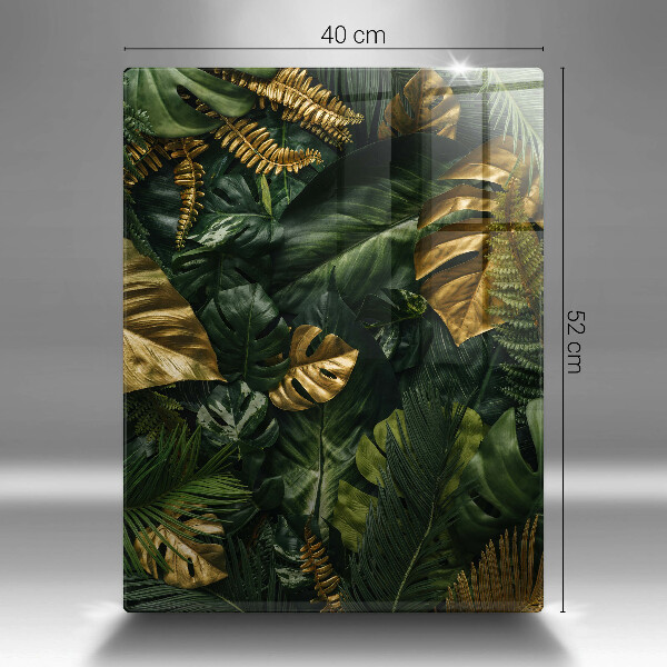 Kitchen countertop cover Monstera golden leaves