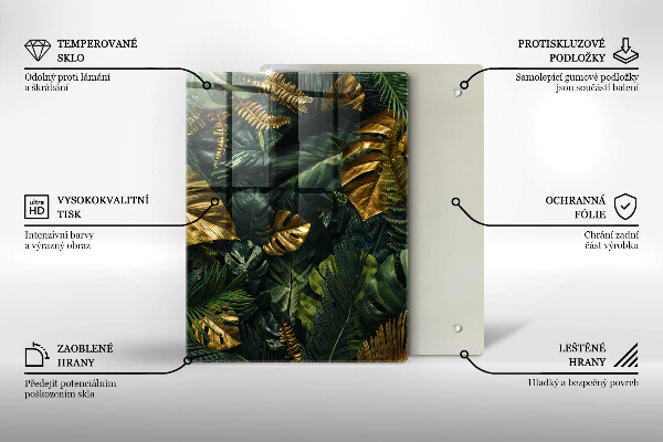 Kitchen countertop cover Monstera golden leaves