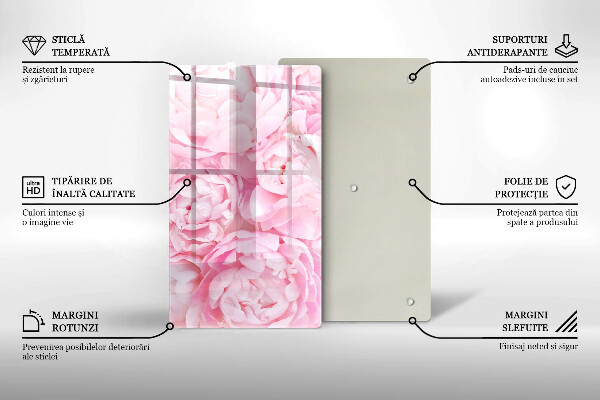 Induction hob protector Delicate peonies