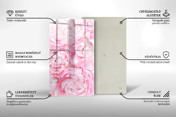 Induction hob protector Delicate peonies