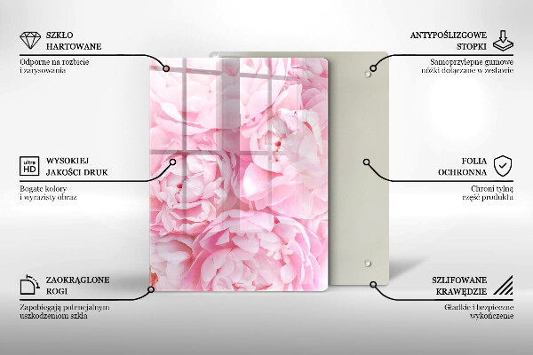 Induction hob protector Delicate peonies