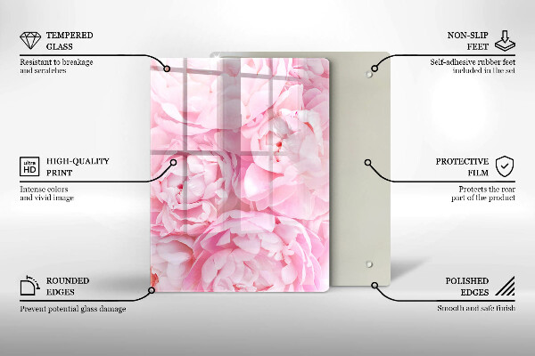 Induction hob protector Delicate peonies