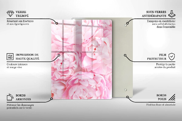 Induction hob protector Delicate peonies