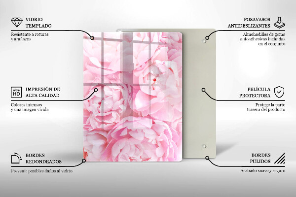 Induction hob protector Delicate peonies